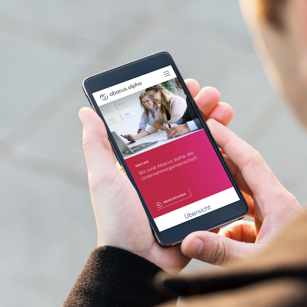Abacus Alpha mobile Webseite Corporate Design