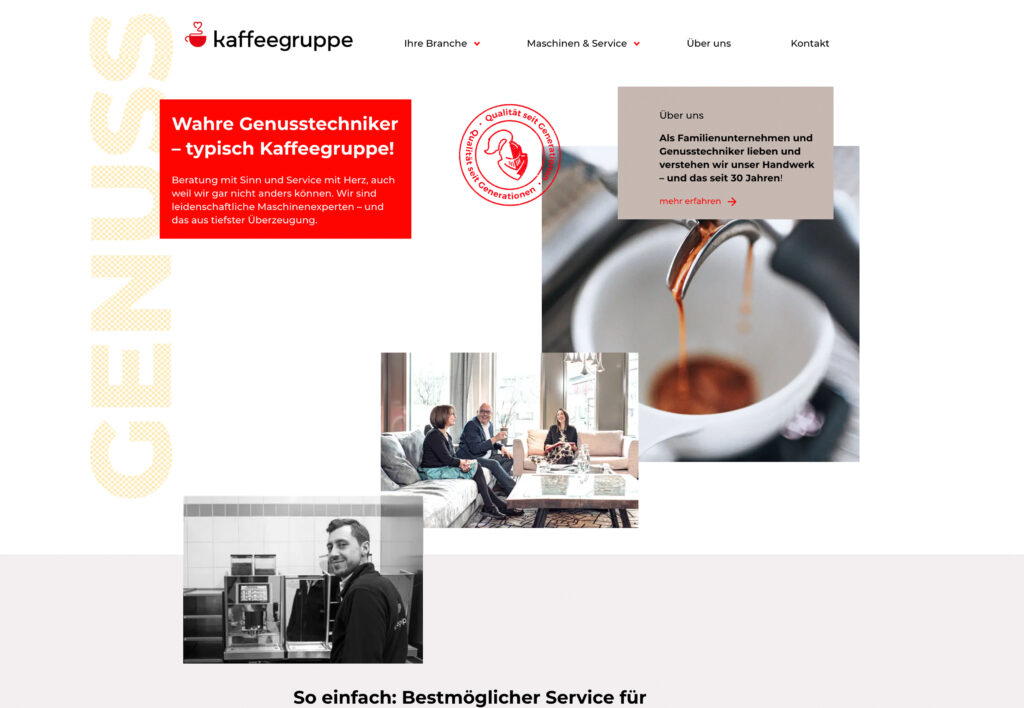 Kaffeegruppe Webseite Startseite